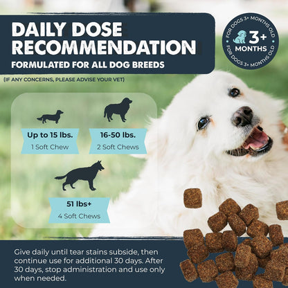 Mighty Eyes Tear Stain Chews for Dogs - Delicious Bacon Flavor, 120 Count, Vet Formulated and Made in the USA