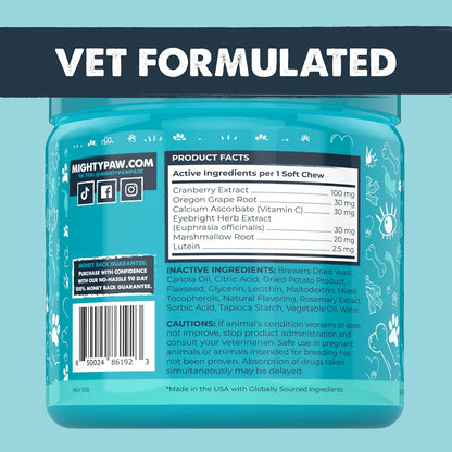 Mighty Eyes Tear Stain Chews for Dogs - Delicious Bacon Flavor, 120 Count, Vet Formulated and Made in the USA