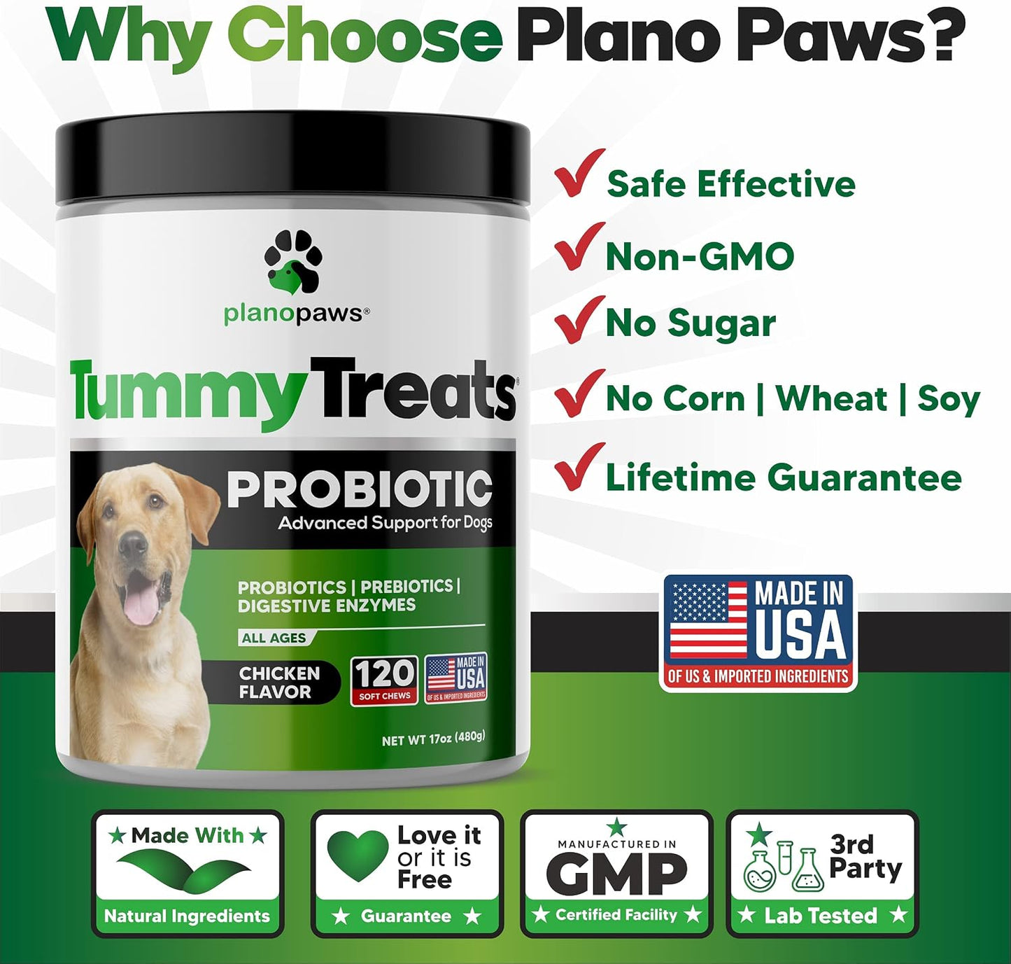 Premium Dog Probiotics Chews - 120 Count for Digestive Health, Itchy Skin Relief & Immune Support