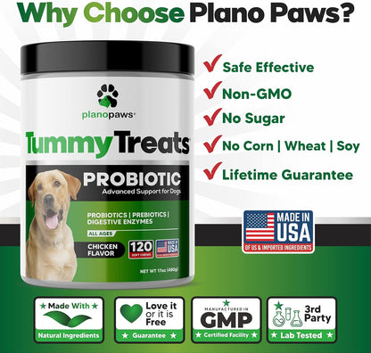 Premium Dog Probiotics Chews - 120 Count for Digestive Health, Itchy Skin Relief & Immune Support