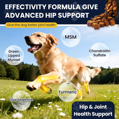 Premium Hip and Joint Chews for Dogs - 200 Count with Probiotics, Glucosamine, and Omega-3 for Optimal Health