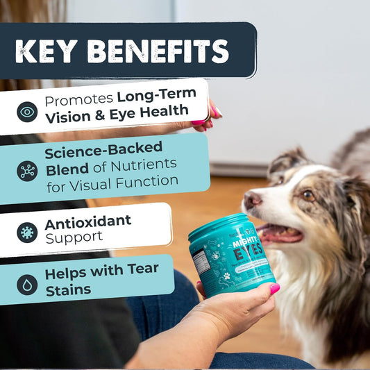 Mighty Eyes Tear Stain Chews for Dogs - Delicious Bacon Flavor, 120 Count, Vet Formulated and Made in the USA