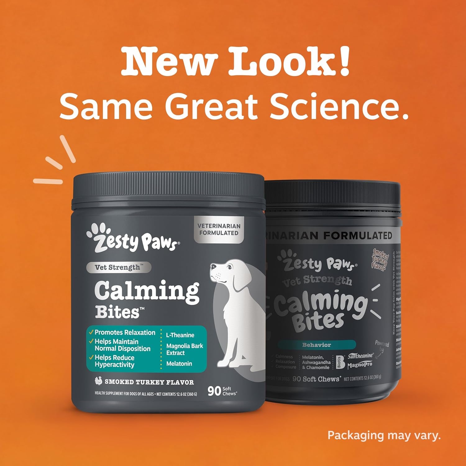 Zesty Paws Vet Strength Calming Chews for Dogs - Soothing Soft Chews with Smoked Turkey Flavor, 90 Count